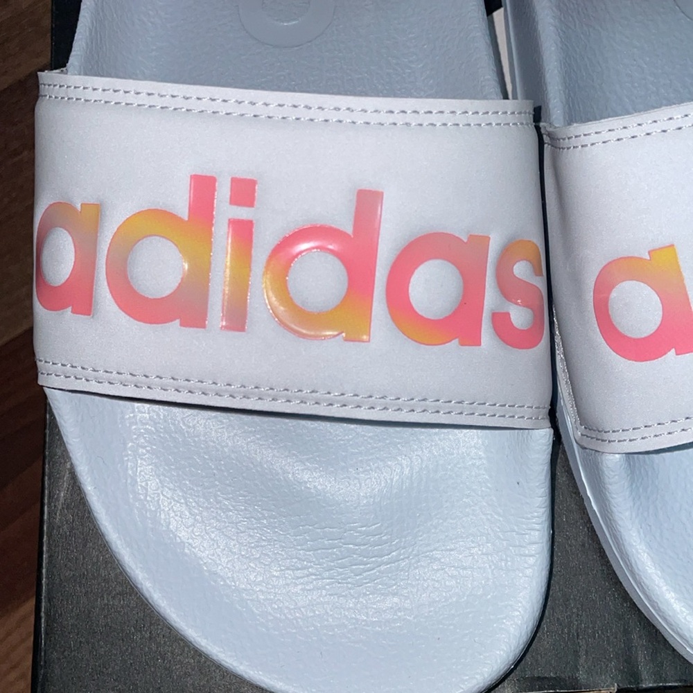 adidas White and Multicolor Sandals - Picture 2 of 7